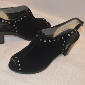 AEROSOLE HAVEN BLACK SUEDE STUDDED SLINGBACKS